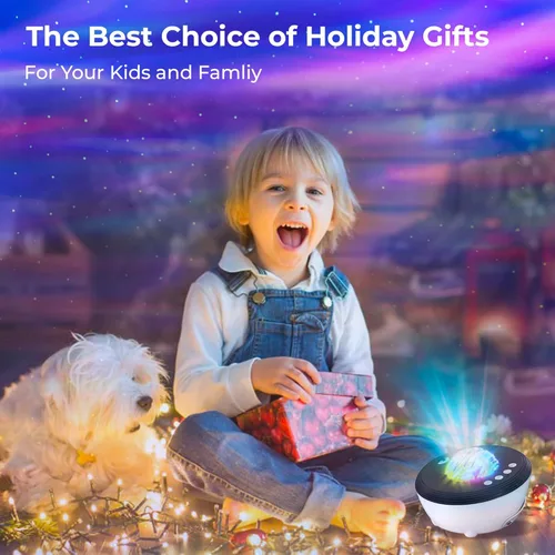 Vista 6 de ACACIA Proyector de galaxia con 21 efectos de luz, proyector de estrellas de luz de galaxia con ruido blanco y altavoz Bluetooth integrado