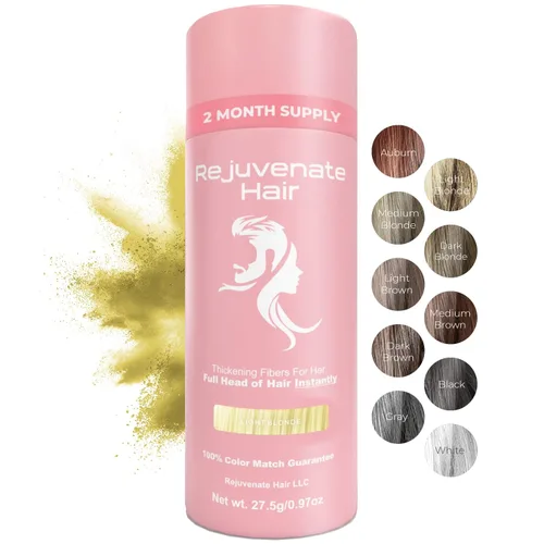 Vista 10 de Fibras para adelgazar el cabello (rubio claro), polvo de cabello indetectable para hombres y fibras 100% naturales para construir el cabello, oculta