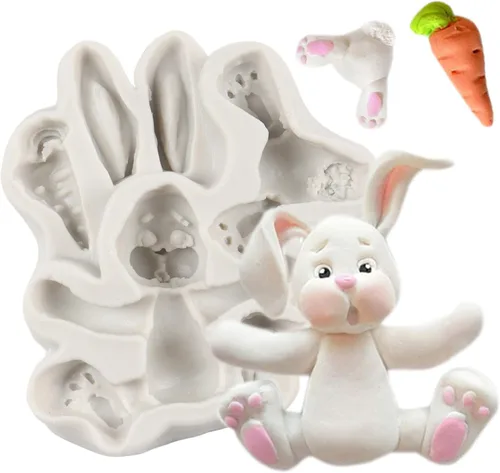 Molde de silicona de conejo de Pascua, molde de fondant de zanahoria para decoración de pasteles, decoración de cupcakes, caramelo de chocolate,