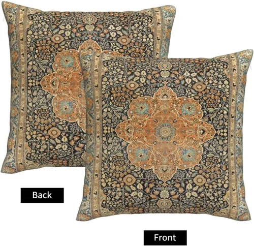 Vista 3 de Fundas de almohada modernas con estampado de alfombra turca del siglo XVII, fundas de cojín cuadradas decorativas para sofá, dormitorio, sala