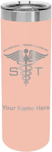 Vista 17 de LaserGram Vaso delgado aislado al vacío de 22 onzas, ST Surgical Technologist, grabado personalizado incluido (negro)