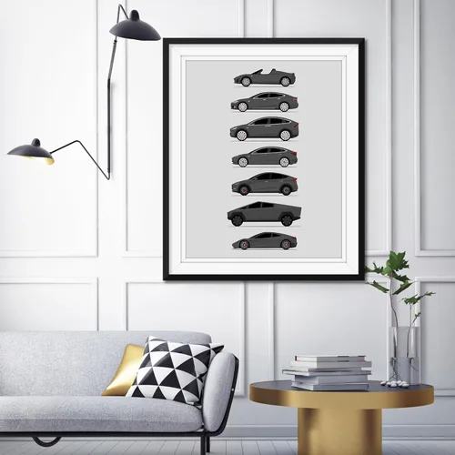 Vista 66 de Custom Car Posters Póster hecho a mano compatible con Tesla Generations e impresión de Roadster, Model S, Model X, Model 3, Model Y, Cyber Truck