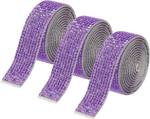 Vista 63 de MECCANIXITY 3 rollos de cinta de diamantes de imitación autoadhesiva de 3 yardas y 0.315 in para proyectos de artes y manualidades, pasteles de Beige