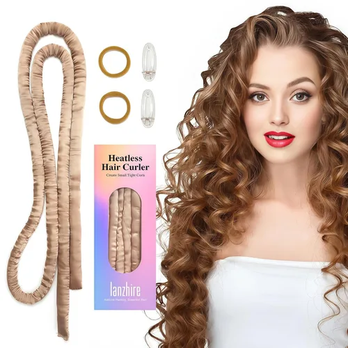 Vista 11 de Lanzhire Cintillo rizador sin calor para cabello largo y corto - Rizadores sin calor delgados para dormir (negro)