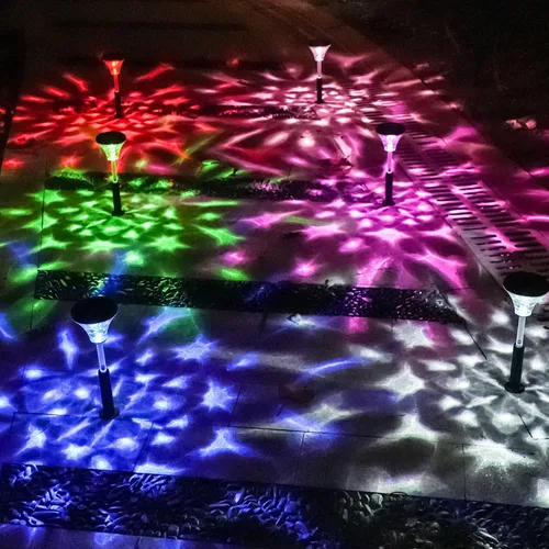 Luces solares para caminos al aire libre impermeables que cambian de color paquete de 6 luces solares dinámicas superbrillantes luces LED