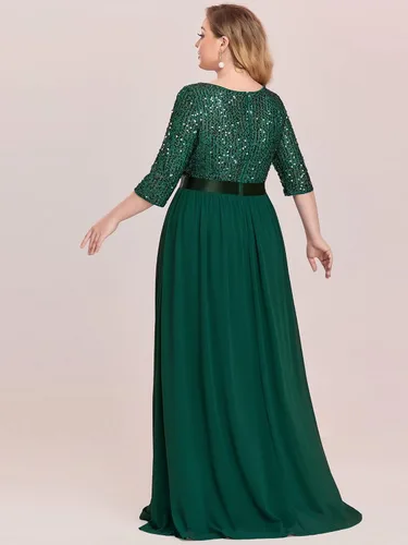 Vista 2 de Ever-Pretty 0683-PZ - Vestido largo de noche con lentejuelas y cuello redondo para mujer