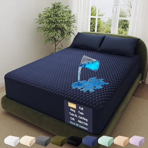 Vista 21 de OhGeni - Protector de colchón 100% impermeable, matrimonial, para colchones 6-20" con esquinas profundas, suave, silencioso, lavable a máquina