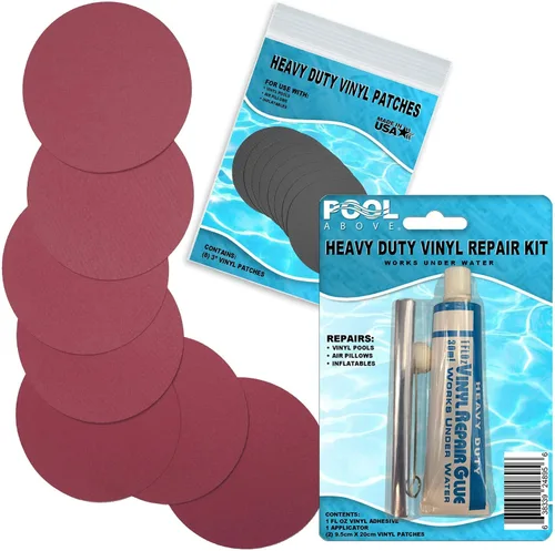 Vista 8 de Kit de parches de reparación de vinilo resistente para reparación de revestimientos de piscina sobre el suelo; inflables de pegamento y parches Negro