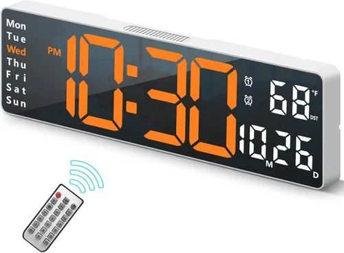 Vista 11 de Reloj digital, reloj de pared digital para decoración de sala de estar, reloj de mesa con alarma para dormitorio, reloj de pared grande con control