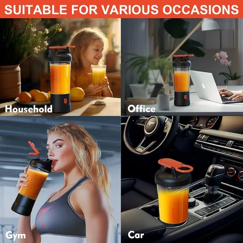 Vista 6 de Licuadora portátil, licuadora personal de 25 onzas para batidos y batidos con 6 cuchillas, mini licuadoras de tamaño personal recargable USB C