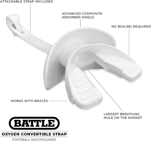 Vista 2 de Battle Oxygen Predator - Protector bucal de fútbol – Protector bucal deportivo de máximo oxígeno – Boquilla se adapta con o sin aparatos ortopédicos