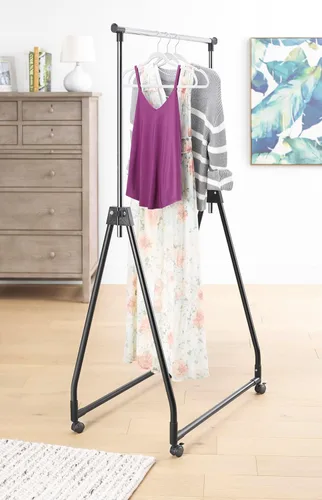 Vista 7 de Perchero Whitmor de 2 varillas ajustables, color negro, chapado en cromo