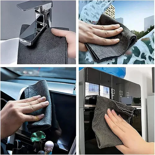 Vista 3 de Toallitas de limpieza mágicas de microfibra sin rayas, paños de limpieza, toallitas de limpieza mágicas de microfibra sin rayas (10 unidades)