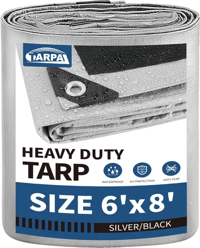 Vista 46 de TARPAL Lona 4x8 Pies Lonas Pequeñas Resistentes Impermeables 10mil Cubierta Protectora Multiusos Impermeable, Protección contra la Nieve o los Rayos