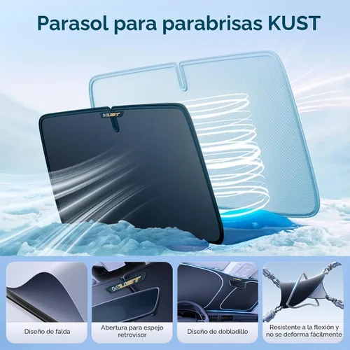 Vista 4 de KUST - Parasol plegable para parabrisas, protector que bloquea los rayos UV y mantiene tu coche más fresco