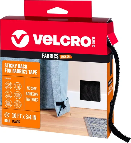 VELCRO Brand Adhesivo para Telas, Rollo a Granel de 10 Pies, Cinta Sin Costura con Adhesivo, Corta Tiras a la Medida, Despega y Pega, Se Adhiere a
