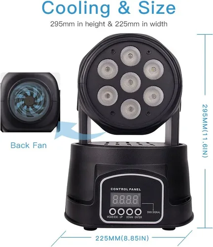 Vista 4 de BETOPPER Luces de DJ con cabezal móvil, mini luces de escenario RGBW, cabezal móvil, luces de discoteca DMX activadas por sonido, mini cabezales