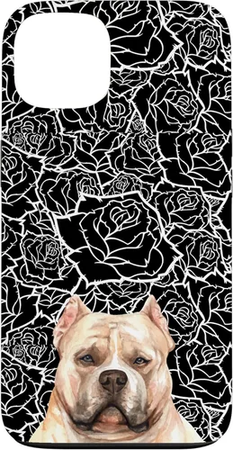 Vista 7 de Funda para iPhone 16 American Bulldog Bully Dog Rose Flower Negro Blanco