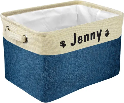 Vista 15 de PET ARTIST Cesta plegable de almacenamiento de juguetes para perros con nombre personalizado de la mascota, caja de almacenamiento rectangular