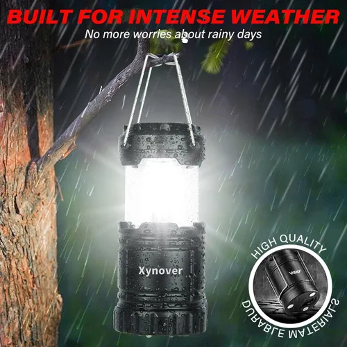 Vista 8 de Paquete de 4 linternas solares para campamento, LED recargables con batería USB/solar/AA, base magnética, gancho para colgar, plegable, impermeable