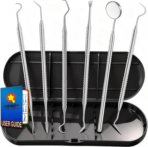 G.CATACC Herramientas dentales, púas dentales de metal, herramientas de limpieza de dientes para uso doméstico, kit de higiene bucal de acero