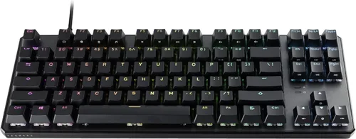Vista 7 de TECWARE Teclado mecánico Phantom+ de 87 teclas, LED RGB, interruptor rosa Wraith