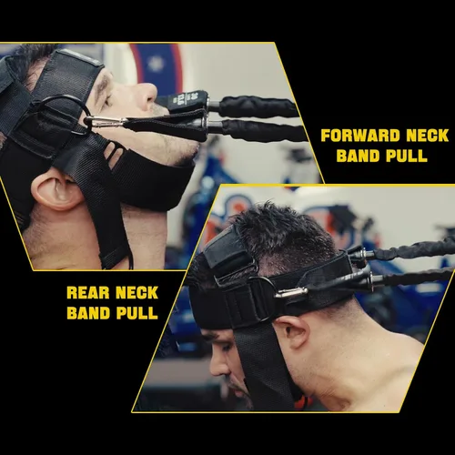 Vista 4 de Arnés de cuello para aumentar la fuerza del núcleo del cuello, ejercitador de cuello con cadena de acero resistente de 30 pulgadas para levantar