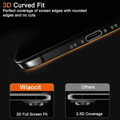 Vista 5 de Wiaocit Paquete de 3 protectores de pantalla de vidrio templado para iPhone Air, dureza 9H, sin burbujas, compatible con fundas