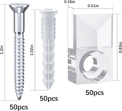 Vista 4 de Kit de Clips Sujetadores de Espejo, Clip de Espejo de Plástico Cristalino Transparente, Clips Sujetadores de Espejo Kit de Clips Retenedores