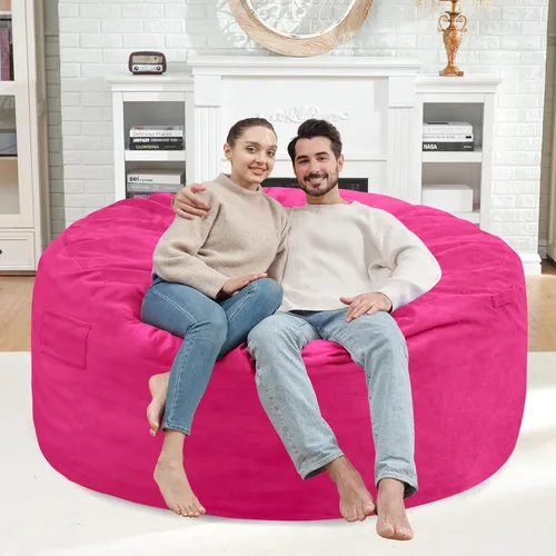 Vista 203 de Puf de 5 pies, puf grande con relleno de espuma viscoelástica, sofá puff esponjoso con funda de terciopelo holandés, puf redondo para sala de estar