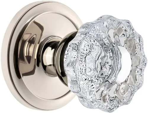 Vista 2 de Grandeur 820377 Roseta circular de privacidad con perilla de cristal Versalles en peltre antiguo, 2.375