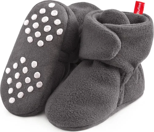 Botines de forro polar para recién nacido, unisex, antideslizantes, para recién nacidos, primeros pasos, zapatos cálidos para la casa para bebés,