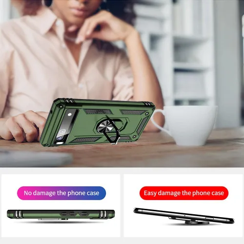 Vista 4 de Funda para Pixel 6a, Google Pixel 6A con protector de pantalla HD, [grado militar de 16 pies probada en caídas], anillo protector a prueba de golpes