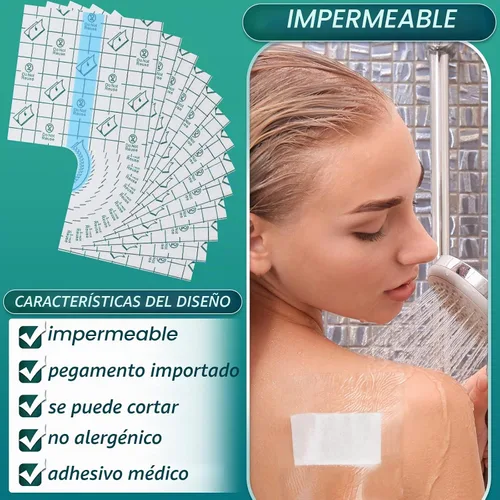 Vista 6 de Vendas adhesivas, elásticas e impermeables, películas transparentes de tamaño grande, 50 unidades (4 x 4 pulgadas)