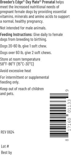 Vista 7 de Breeder's Edge Oxy Mate - Vitaminas prenatales para perros, suplemento integral para perros embarazadas y gatos enriquecidos con nutrientes