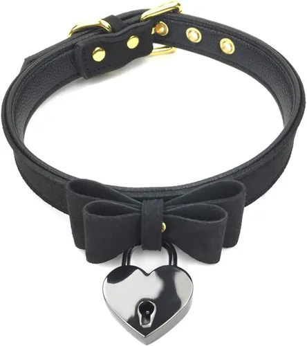 Collar con colgante de campana, collar de terciopelo con lazo para gatito. Collar para gato Lolita., campana, L