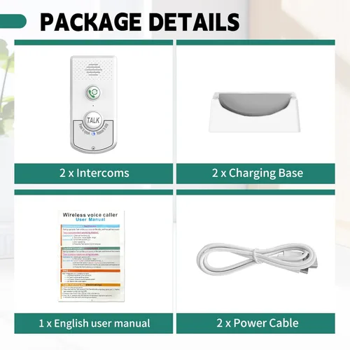 Vista 7 de Intercomunicador de voz de 2 vías, intercomunicador inalámbrico de largo alcance, sistema de comunicación para el hogar, timbre de puerta, rango