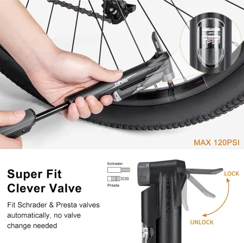 Vista 4 de GEWAGE Bolsa de montaje para teléfono de bicicleta y bomba de neumáticos de bicicleta, multiherramienta para bicicleta con palanca de neumáticos
