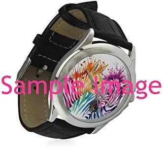 Vista 3 de Funny Art - Reloj de pulsera para mujer, de acero inoxidable, con correa de piel, color negro