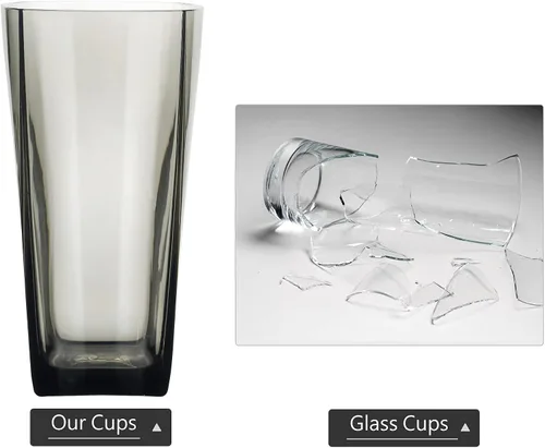 Vista 3 de Top-spring Vaso de agua de plástico reutilizable de 20 onzas, vasos transparentes inastillables, sin BPA, juego de 6 (20 onzas, gris)