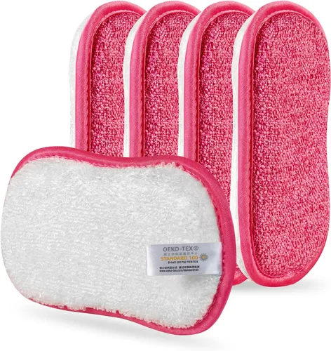 Vista 9 de 10 paquetes de esponjas de cocina para fregar sin rasguños, paños multiusos, esponja con un poder de estropajo resistente - Limpieza sin esfuerzo