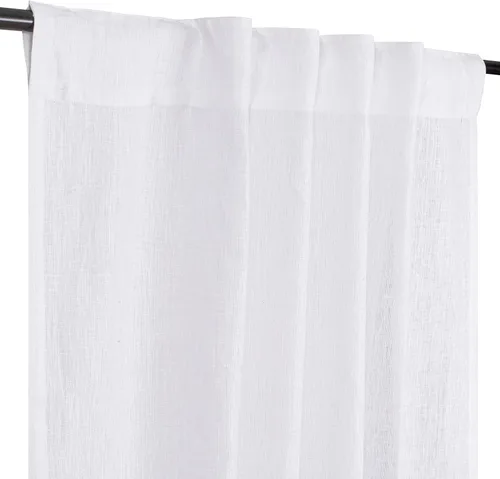 Vista 12 de Juego de 2 paneles de cortinas de lino natural con pestaña superior de 50 x 63 pulgadas, cortinas largas de lino para sala de estar y dormitorio