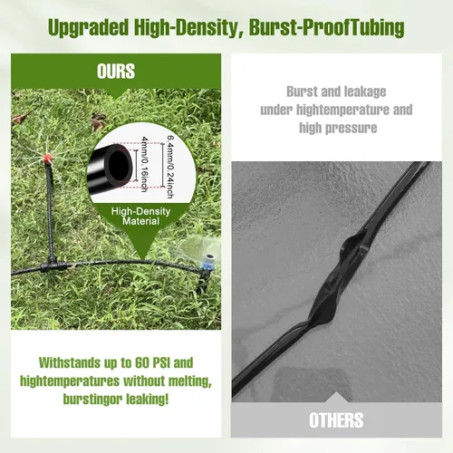 Vista 2 de 100FT 1/4 Inch Drip Irrigation Tubing with 10 Pack Push-to-Connect 1/4" Tee Connectors, Distribution Drip Line Hose & Universal Tee Fitting, for