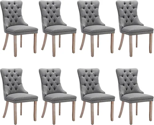 Vista 131 de SoarFlash Juego de 6 sillas de comedor de terciopelo, silla lateral de respaldo alto, silla lateral tapizada moderna de alta gama con capitoné