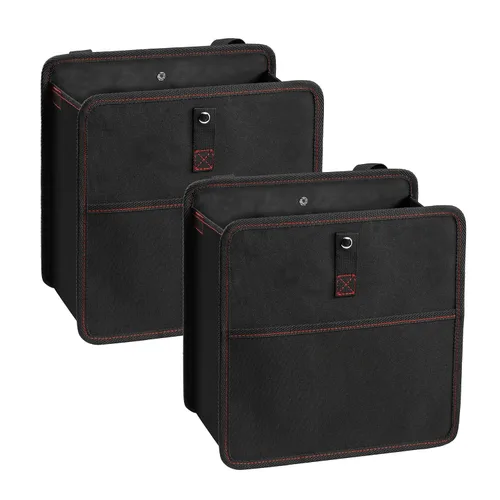 Vista 8 de YSSOA Basurero plegable para automóvil con bolsillos de almacenamiento, cubo de basura para automóvil con correas ajustables, impermeable y a prueba