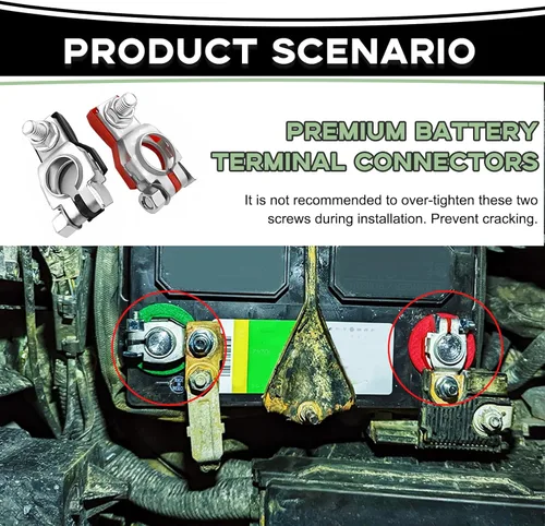 Vista 7 de 1 par de conectores de terminal de batería para Nissan - Compatible con Nissan/Rogue/Maxima/Murano/Sentra, terminales de batería positivos