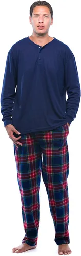 #followme Conjunto de pijama para hombre con camiseta térmica Henley y pantalones de forro polar