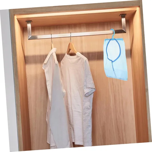 Vista 5 de YarNOW - Bolsa multiusos con percha, malla para lavandería, cesta de almacenamiento plegable para colgar, gancho para ropa y toalla (azul)