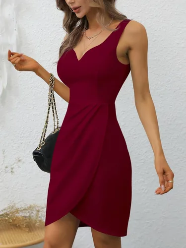 Vista 2 de Laughido Vestido sin mangas para mujer, sin mangas, ajustado, sin mangas, vestido de fiesta