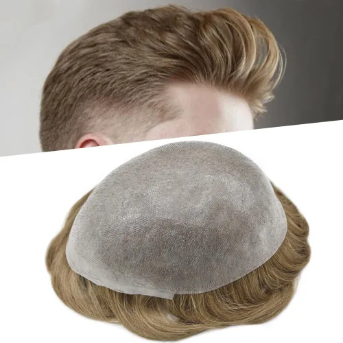 Vista 51 de Toupee - Sistema de reemplazo de piezas de cabello humano real, piel ultrafina, para hombres, cabello indetectable, línea capilar natural
